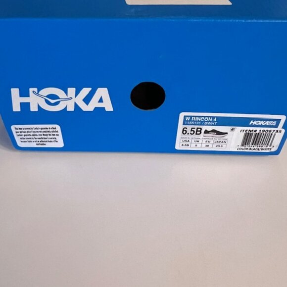HOKA Rincon 4 Lightweight Running Shoes Black White Performance Trainer 6.5 New - Picture 3 of 8